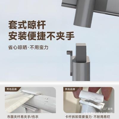 F98HHJ69可折尺叠晾衣架室内阳台家伸用落地小寸卧室多缩功能铝合