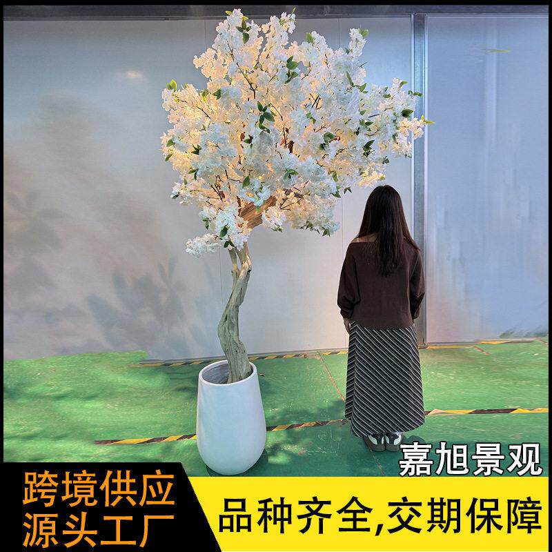 仿真樱花树室内酒店婚礼实木杆人造假花树盆栽造景仿生樱花树