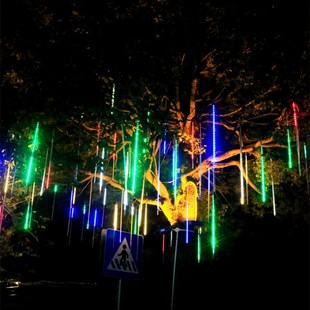 挂树led流星雨彩灯闪灯串灯满天星户外防水庭院室外亮化街道夜景