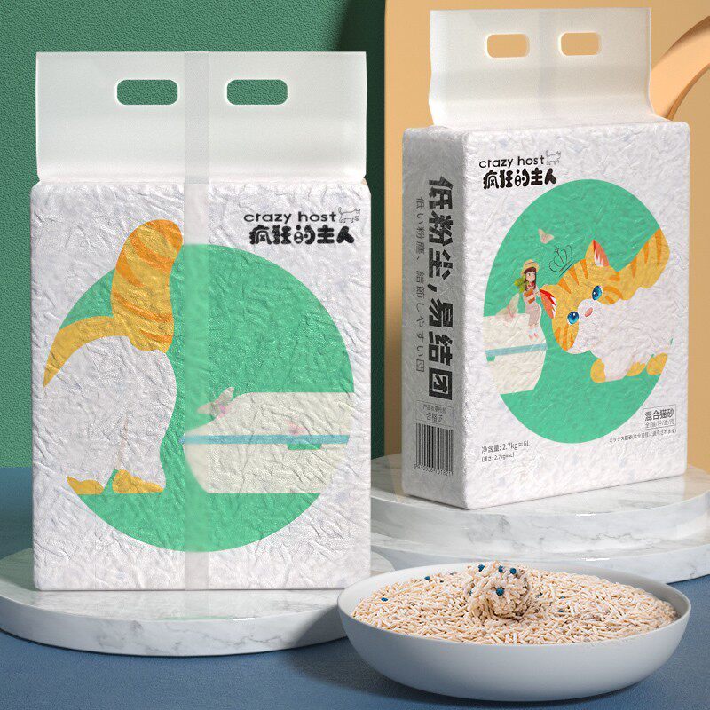 疯狂的主人6L混合猫砂2.7公斤豆腐猫除臭无尘膨润土砂猫沙包邮