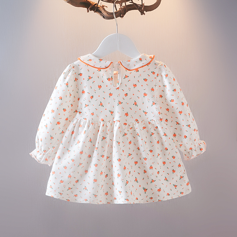 女童秋季旗袍连衣裙洋气公主裙复古碎花裙女宝宝秋装纯棉长袖裙子