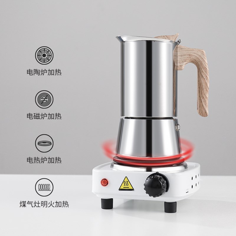 缤享家用不锈钢摩卡壶户外小型意式浓缩咖啡机单阀明火煮咖啡壶