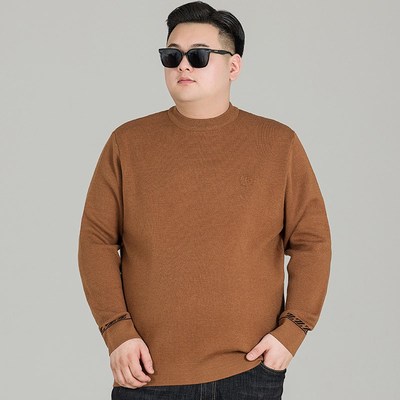 羊毛混纺加绒毛衣男款加肥加大码半高领打底衫胖子冬季保暖针织衫
