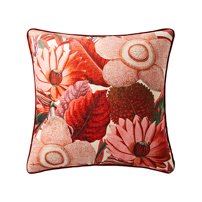 偏爱集美式抱枕轻奢高级感复古客厅沙发腰枕靠垫红色不含芯抱枕套