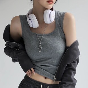 吊带背心女内搭2024夏季 外穿遮副乳工字纯棉宽肩带打底上衣潮 新款