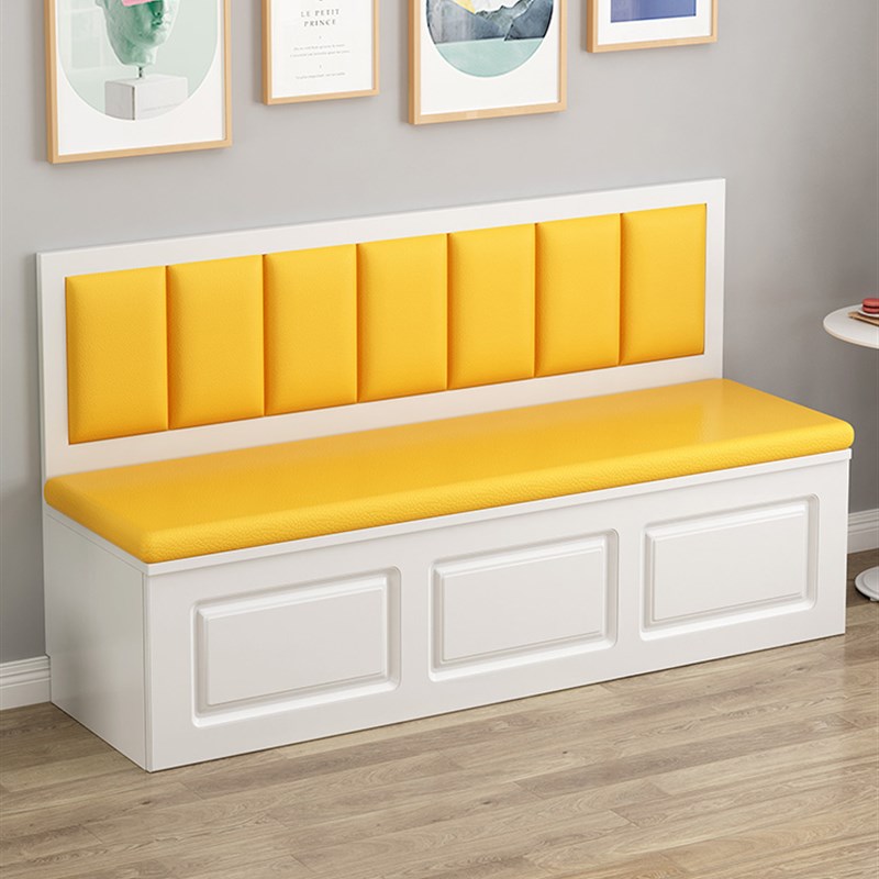 实木卡座定制商场奶茶咖啡汉堡店软包沙发凳家用小户型餐桌收纳凳