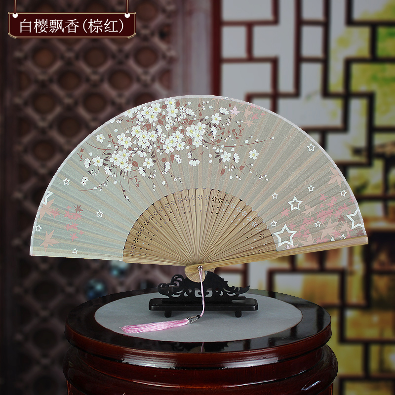 木木夕扇子折扇女式中国风古风古典折扇日式工艺扇樱花折叠小扇子