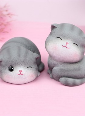 创意烘焙装饰生日蛋糕摆件可爱猫咪钱罐夜灯少女心房间桌面摆设