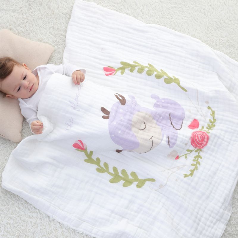 婴儿纯棉纱布浴巾新生儿童男女宝宝洗澡毛巾盖毯空调被加大厚秋冬