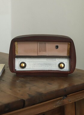 复古做旧收音机桌面摆件 美式家居装饰品 咖啡馆氛围陈列拍照道具