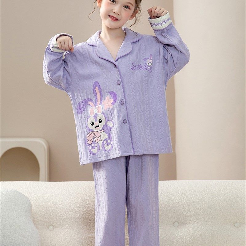 女童睡衣春秋季2024新款长袖纯棉中大童公主风女孩宝宝家居服套装,童装/婴儿装/亲子装,家居服套装,淘宝优惠券,粉丝福利购,淘宝优惠卷