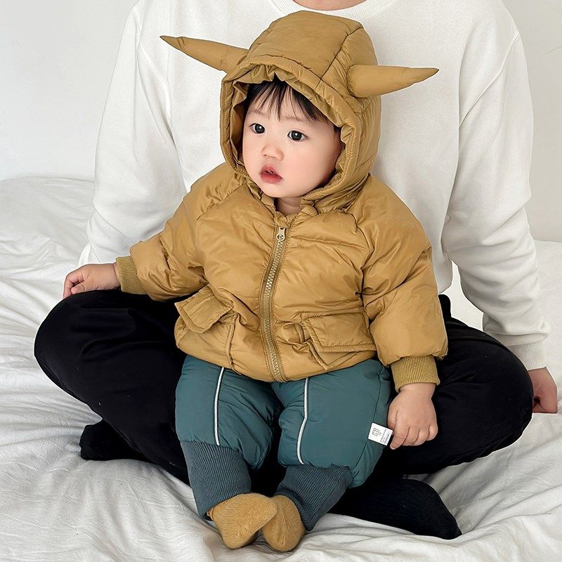 男宝宝冬季羽绒服套装牛角连帽外套女童夹棉加厚棉裤婴儿保暖衣服,童装/婴儿装/亲子装,羽绒服,淘宝优惠券,粉丝福利购,淘宝优惠卷