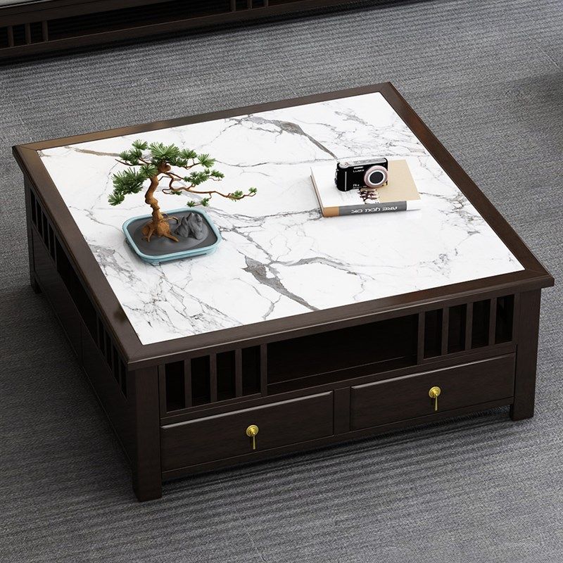 新中式实木茶几岩板小茶桌客厅轻奢紫檀色正方形茶几大小户型方几,住宅家具,茶几,淘宝优惠券,粉丝福利购,淘宝优惠卷