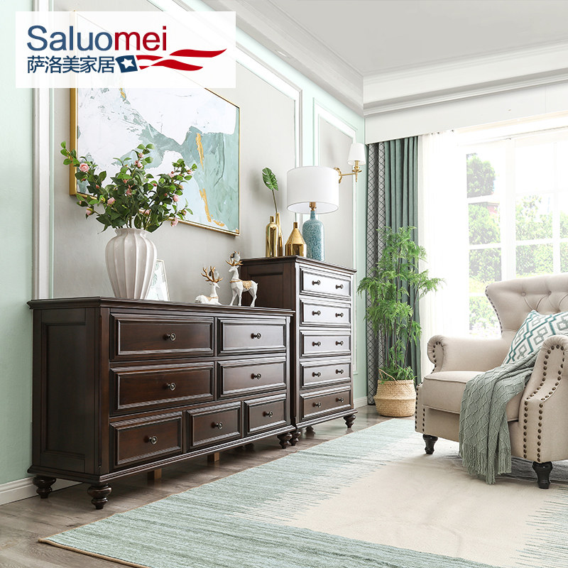 美式卧室纯实木乡村七斗柜复古欧式抽屉储物柜子多斗橱收纳置物柜