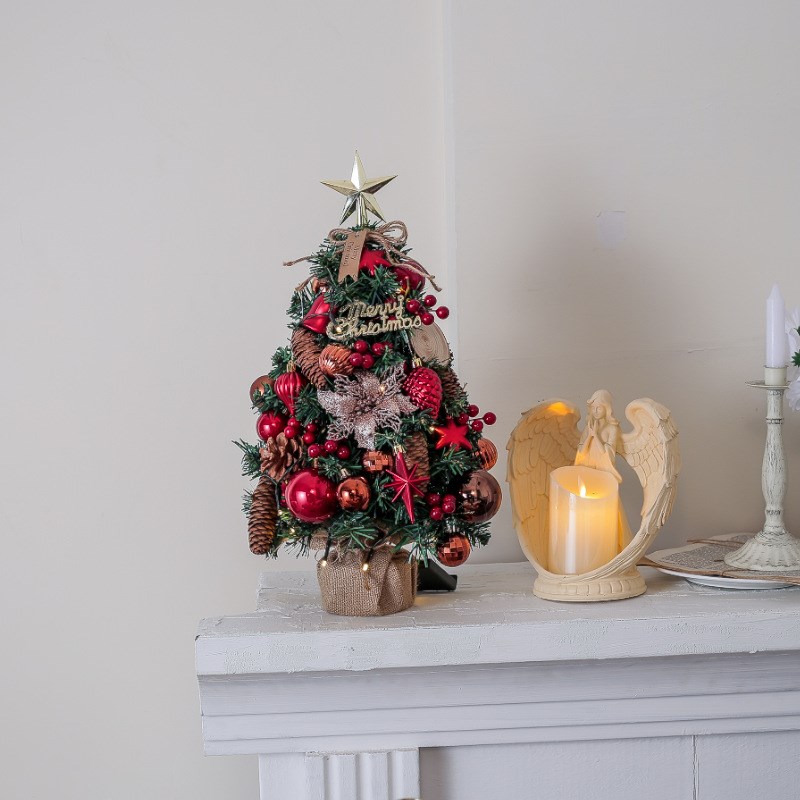 圣诞节装饰用品发光家用套餐带灯迷你圣诞树餐桌橱窗挂件桌面摆件