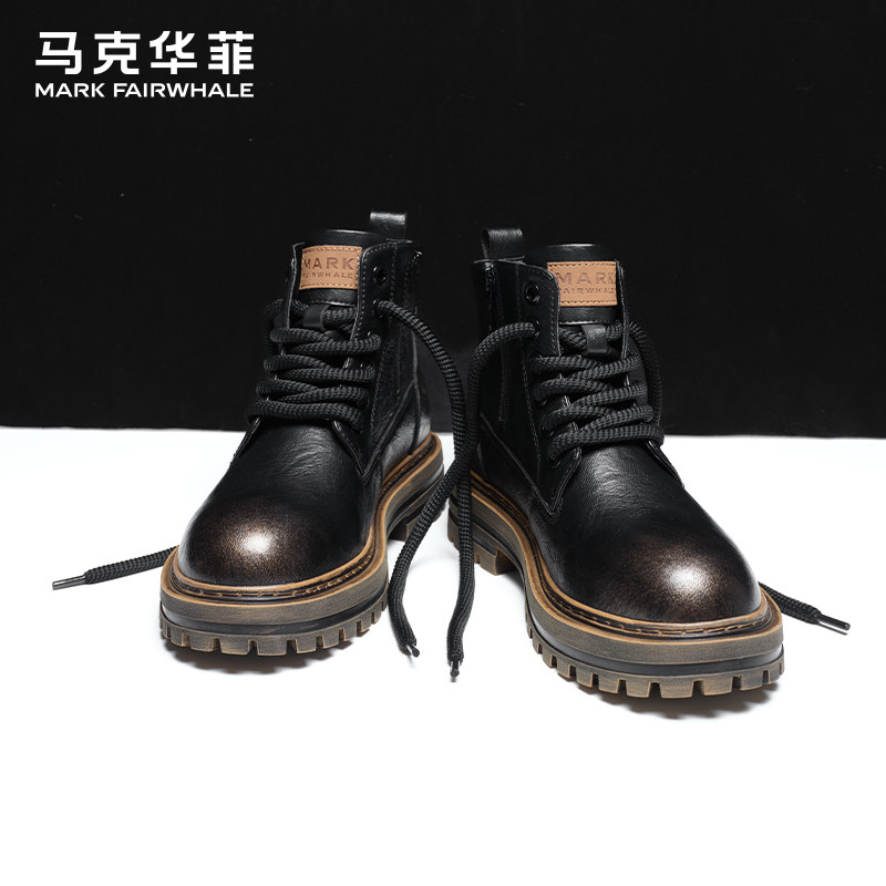 马克华菲马丁靴男款靴子2025新款男鞋冬季加绒棉鞋男士冬鞋雪地靴