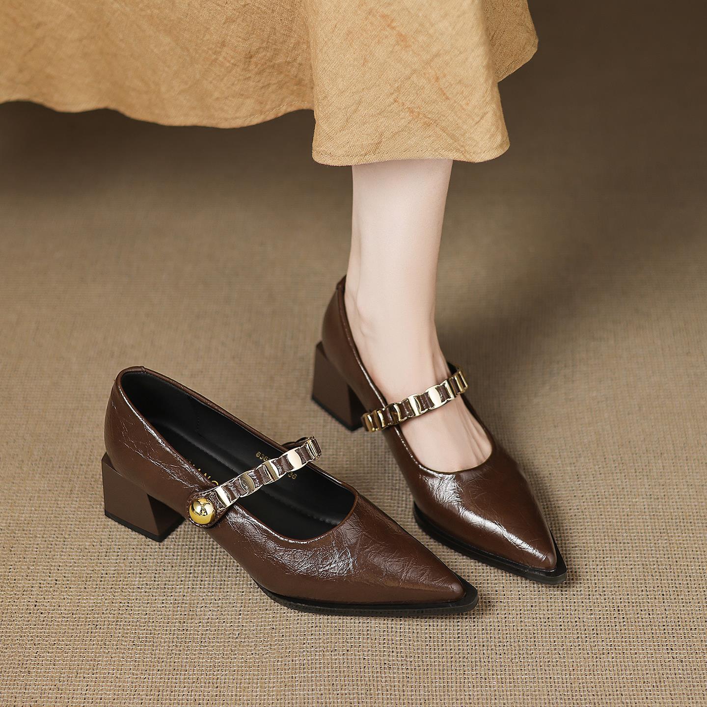 复古玛丽珍高跟鞋女2025