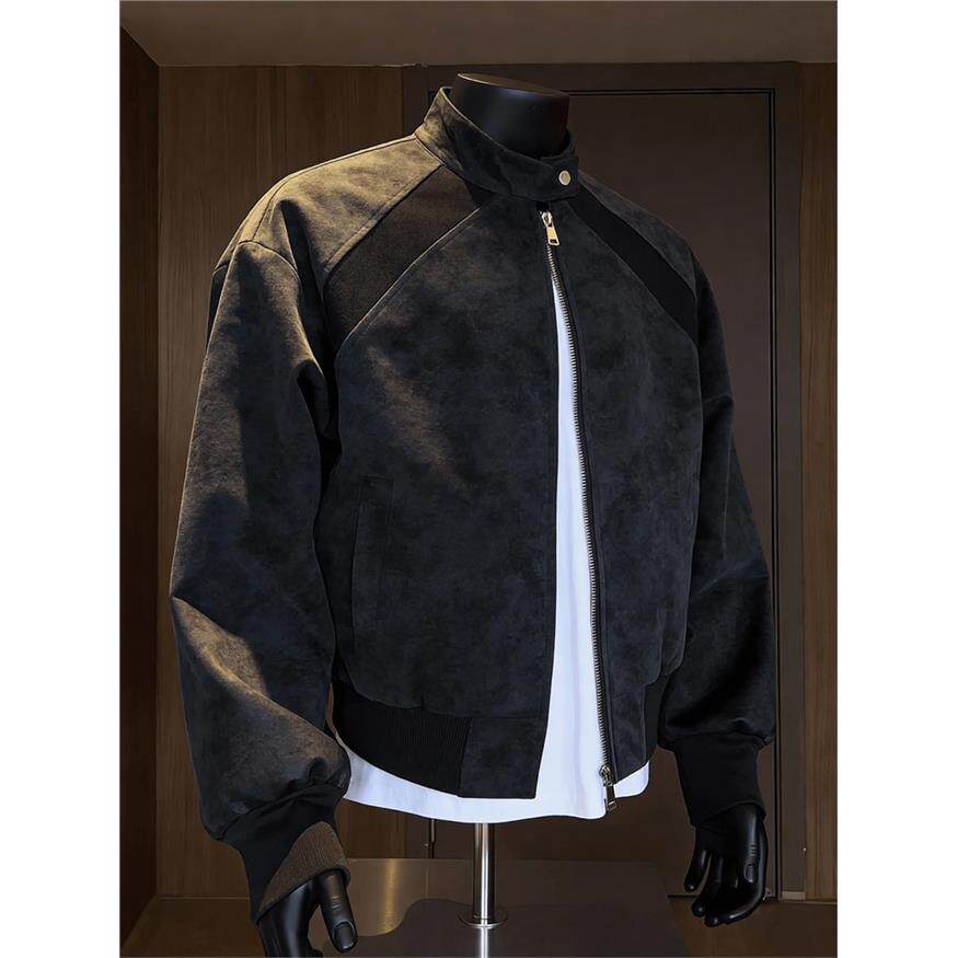 美式解构pu皮外套男款春秋潮牌痞帅新年男装皮衣复古短款机车夹克