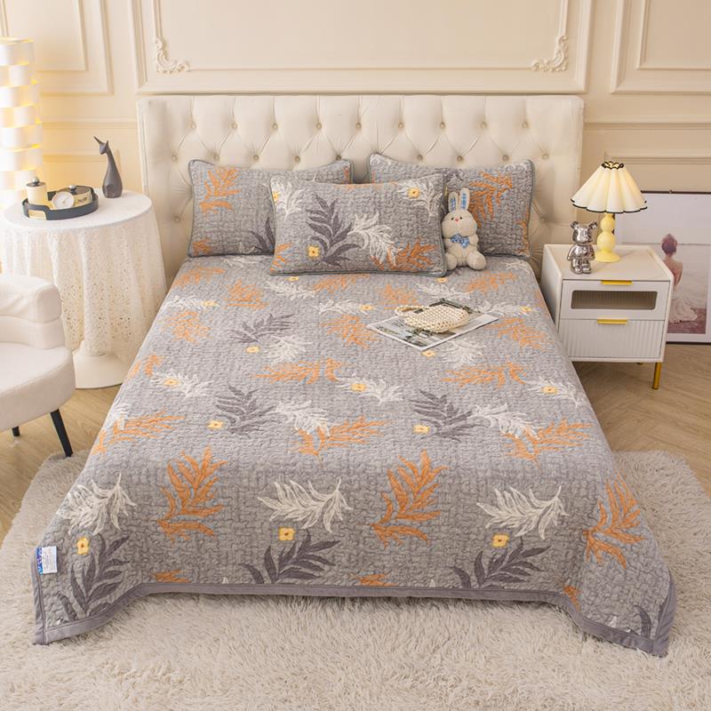 加绒榻珊绒瑚牛奶床盖单件冬季加厚法夹兰绒床ta202309垫榻米棉床