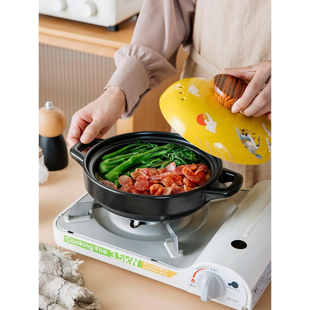 国潮耐温砂锅炖可锅家用燃气灶专用干烧浅口浅沙锅煲仔饭FIY商高