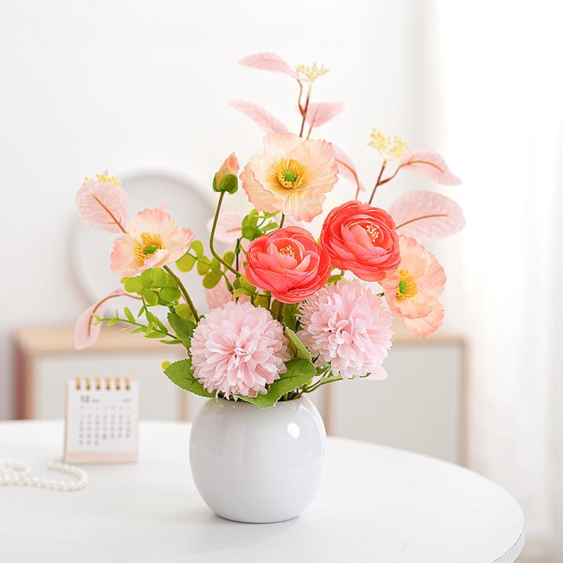 假花花束LDR仿真花摆设客厅装绢插花餐桌摆花几桌布面花艺饰小茶