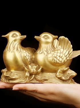 铜鸳礼鸯戏水家居装饰摆 感情 夫要TZH件和睦 桃花结婚妻婚庆卧室