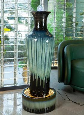 景德镇陶瓷TVF水流水财循环摆装饰客厅玄关生招财乔迁新居开 件业