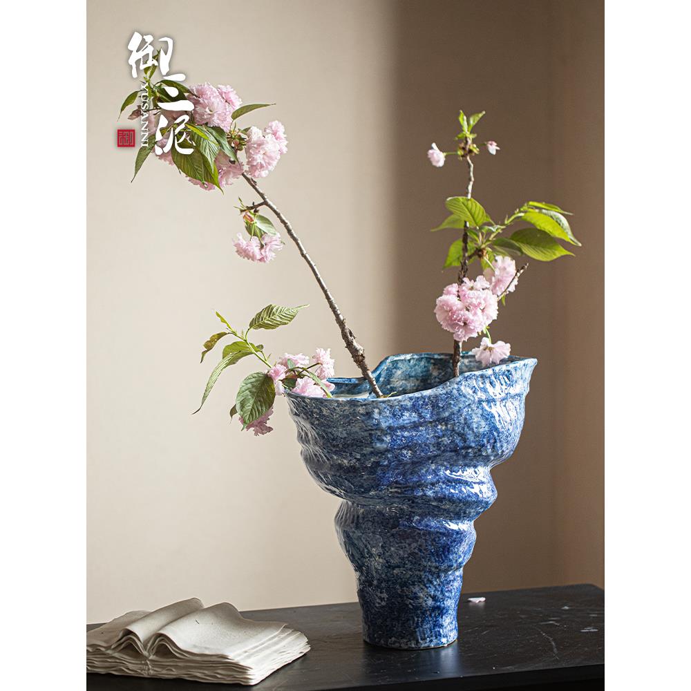 新中国风小清新摆约现GLN代简陶瓷花瓶创意花插罐客厅入口花件