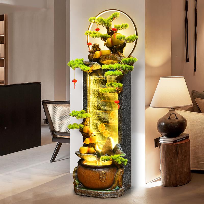 厅玄关招财假山流水摆件客景隔H20522断水幕墙循阳台造环水景观喷