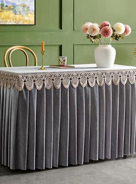 布定制会议金丝布绒布桌裙长方形绒商务展桌会签到办ONZ公桌流苏