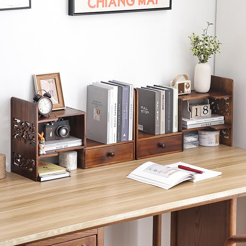 异丽新置式覆古实桌木架子简易小书柜面书架物架收05030010纳柜转