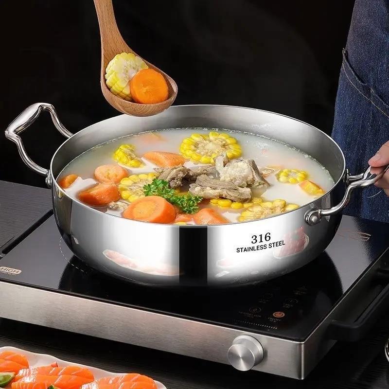 德明国316不锈钢锅盆家用特火厚汤锅XFC蒸锅煲汤大量电容磁炉火通