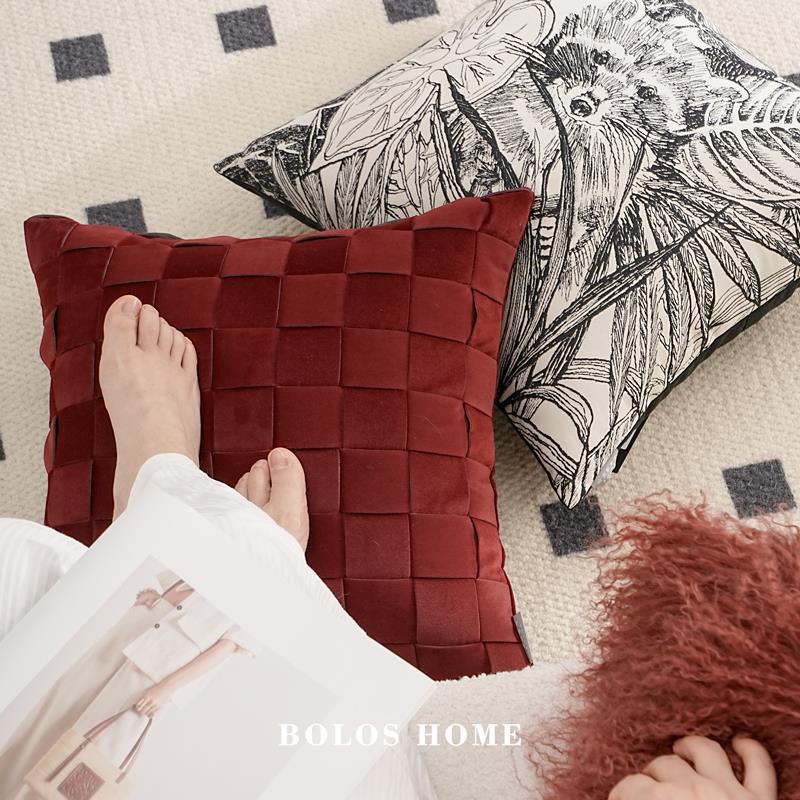 柏洛酒斯Fur &BZ2159B ech wool轻奢时尚高端样板房店客厅沙a发腰