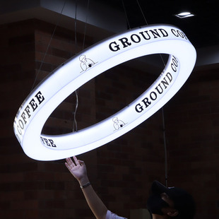 圆形压克力灯箱定制 发光圆环形广告牌 酒吧咖啡店装饰气氛灯招牌