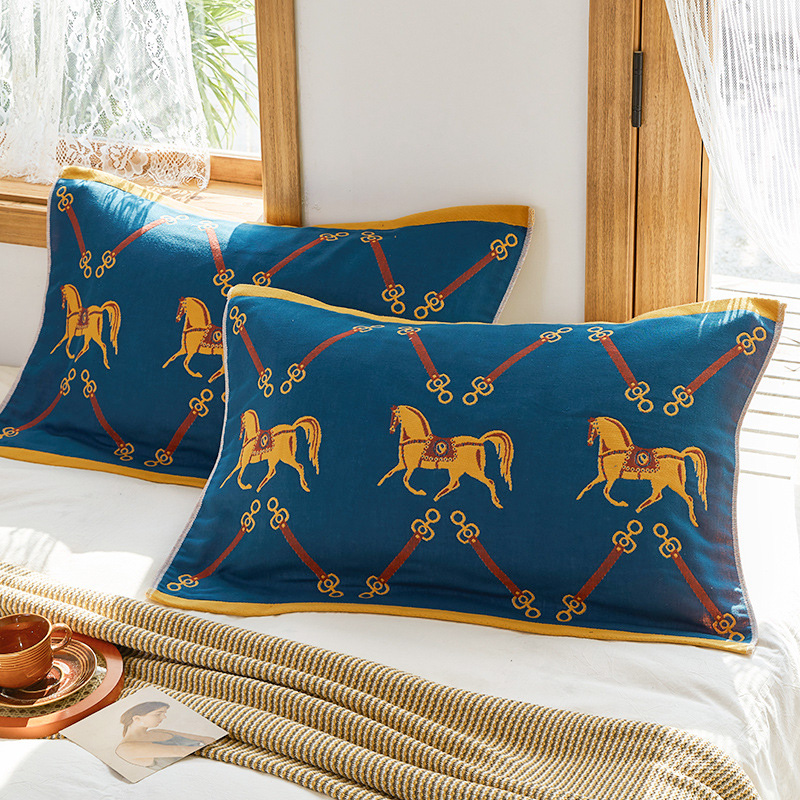 高级枕巾纯棉高档2021新款一对装男生防螨N抗菌欧式大气款枕头垫