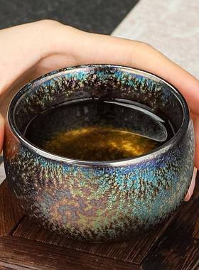 七彩变品建盏主人杯单个陶瓷曜茶茶盏杯大KVC号功夫茶具茗杯茶碗