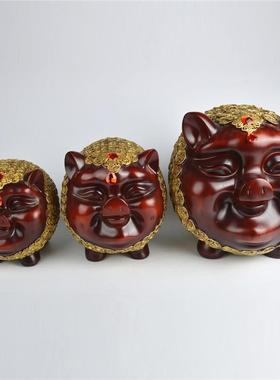 福猪工艺桌面摆件脂仿红木大F2007-0号钱罐家居树储蓄罐家存大厂