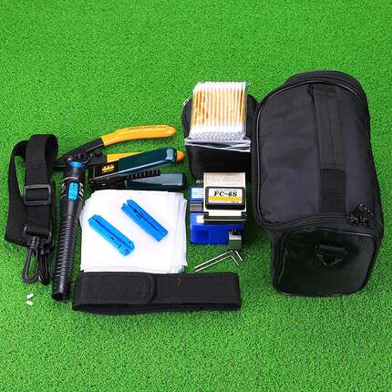 科LJ-13路裸士光纤接工具套装FC-6S纤切割刀红光笔冷皮线开剥器剥