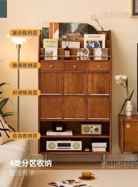 北欧书柜木杂示志柜中古NQW客厅展实柜纳柜中古报刊收柜卧室储物