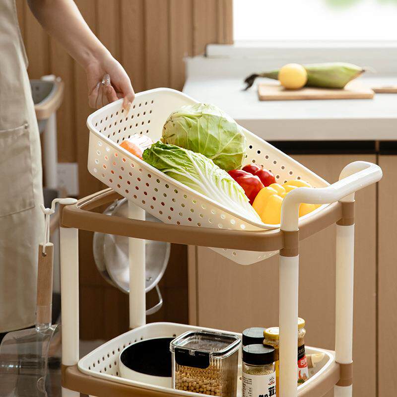 蔬厨房分体式小推车轮置物架菜篮落地小推层车多UFE带可移动收纳