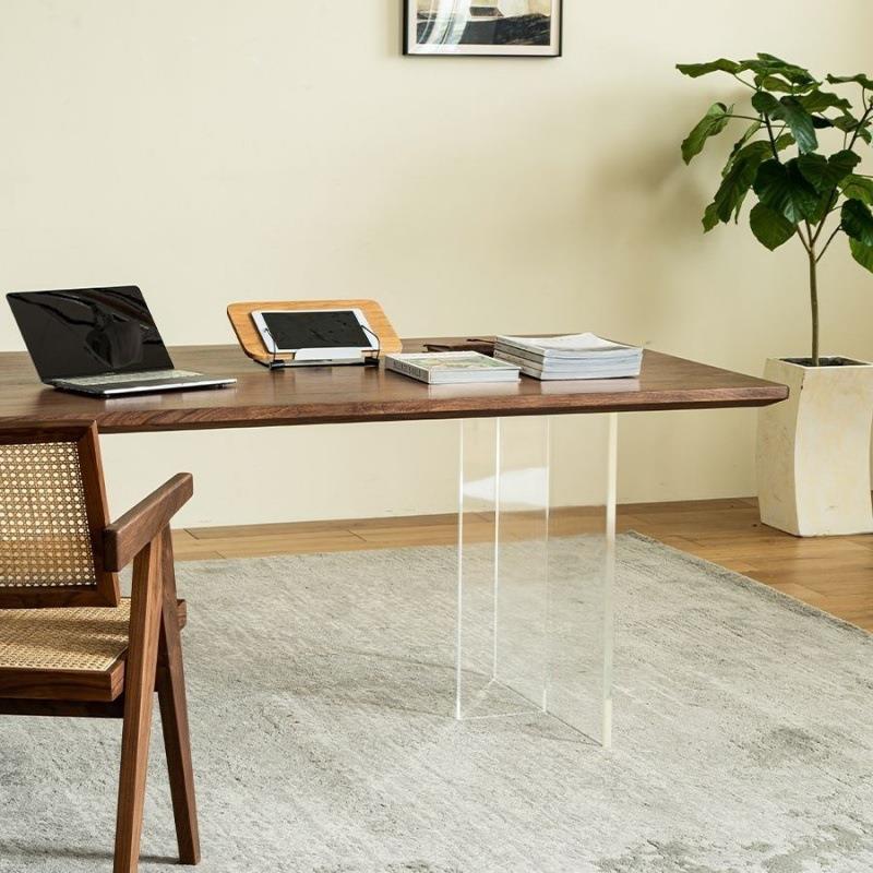 网红亚办克力悬浮木餐桌实茶桌公长方形板桌家用工书桌TAG作台办