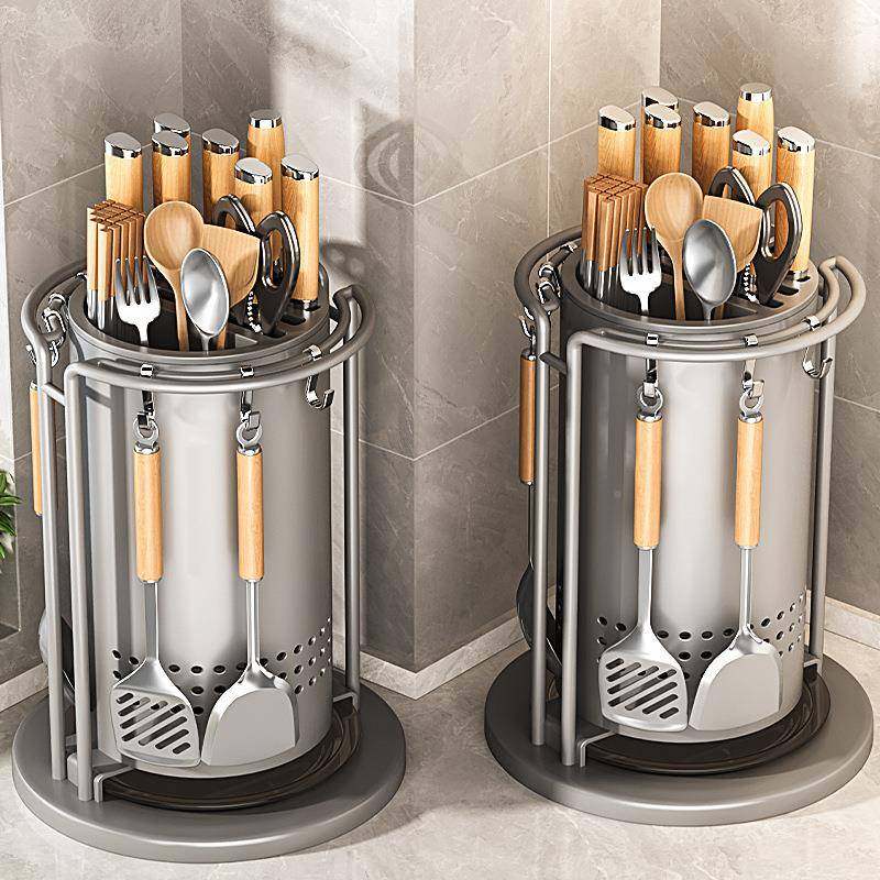 房旋转刀神架置物锅架铲勺筷MTY子筒厨菜刀架一体收纳盒多功能家