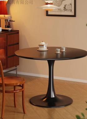 轻HIM桌子居家阳台白色休圆奶闲茶咖啡桌洽谈桌家用奢圆形餐桌办