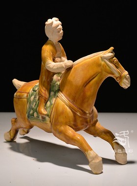 陕博马球俑 复古怀旧家居装饰品古董摆件 酒店软装陶瓷艺术收藏品