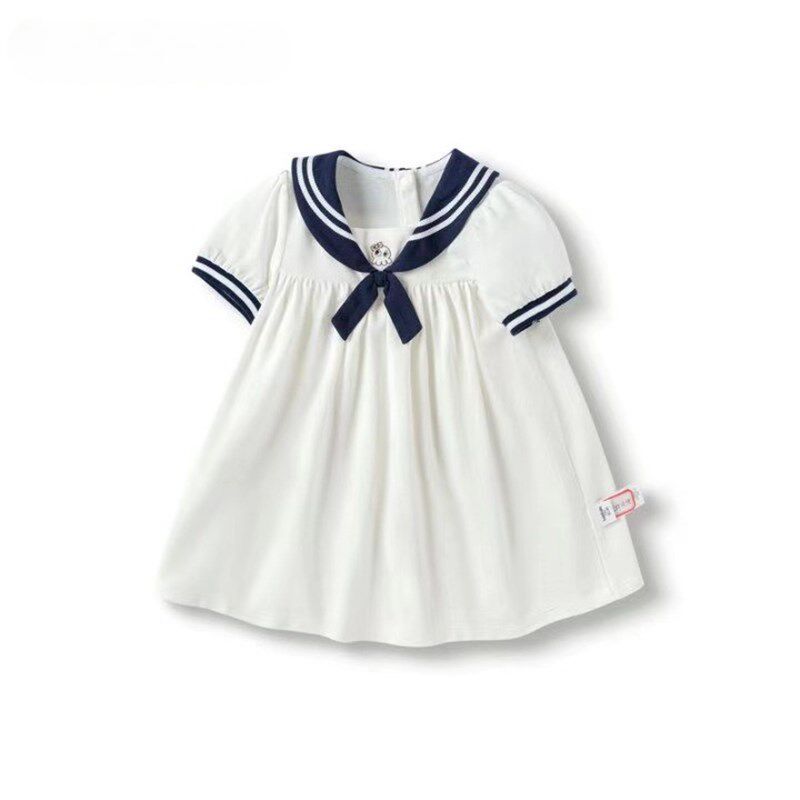 儿童学院风连衣裙夏季新款女婴童可爱海军风婴儿宝宝JK短袖裙子