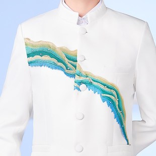 男士中山装演出服男歌手主持人舞台套装学生大合唱团表演礼服立领