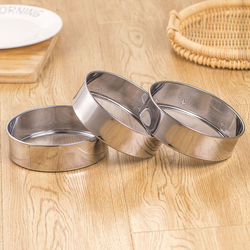 加厚不锈钢面筛面罗筛面粉 圆形过滤网筛子粉筛筛斗罗斗 烘焙工具