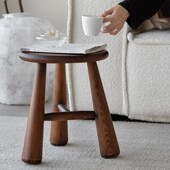 润家家居实木小凳子矮凳侘寂风家用沙发置物小边几客厅简约小圆凳