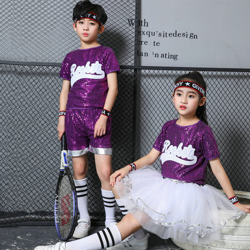 儿童爵士舞演出服亮片蓬蓬裙合唱团嘻哈街舞套装女童啦啦操舞蹈服