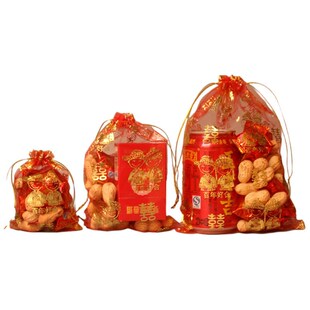 结婚用品婚庆中式喜糖袋喜糖袋子包装喜糖喜烟瓜子巧克力礼品纱袋